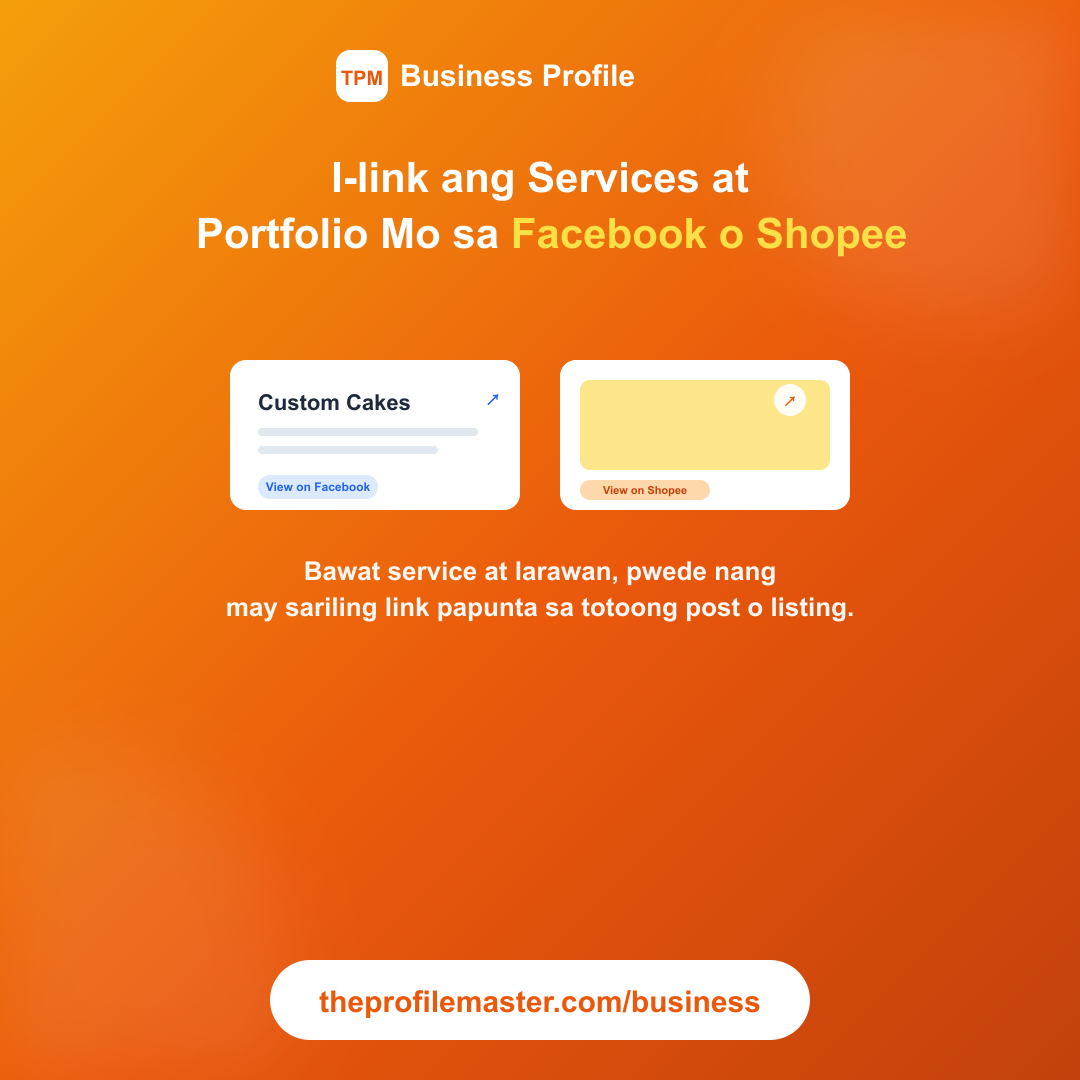 I-link ang Services at Portfolio Mo sa Facebook o Shopee