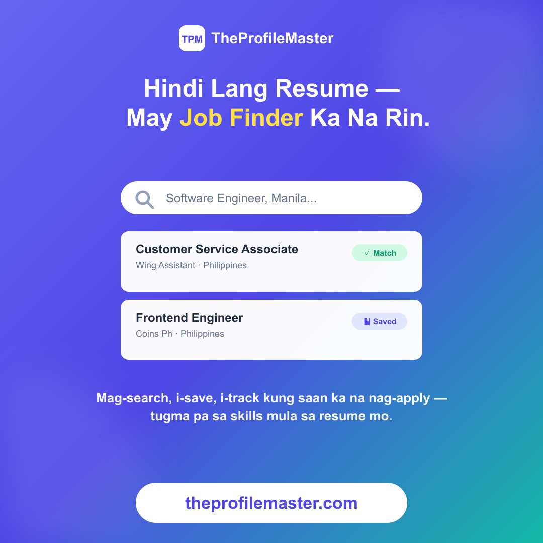 Hindi Lang Resume — May Job Finder Ka Na Rin