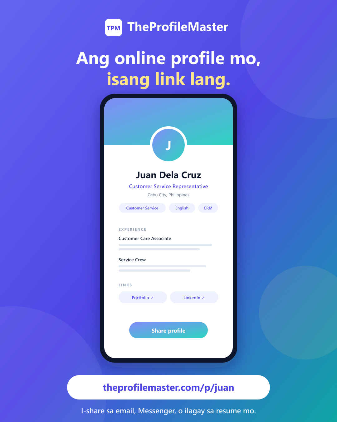Ang Online Profile Mo, Isang Link Lang